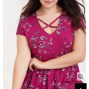 Berry Floral Crisscross Tee